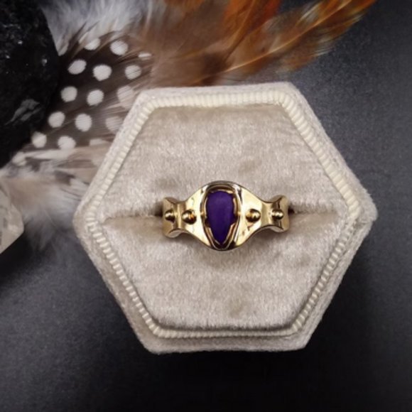 RARE Empire Ring | 18K Gold Amethyst | Antiquity, 1 of a kind Ring | Sterling + - Picture 1 of 8